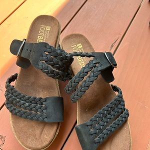 White Mountain footbeds wedge sandals braided straps, cushion insole. So 7.5-8